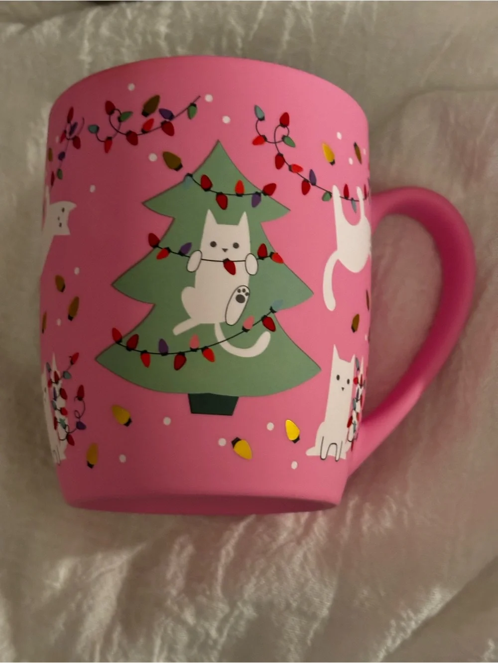 Peppermint & Pines Cat in Christmas Lights and Christmas Tree Mug